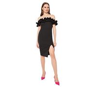 TRENDYOL Damen Figurbetontes Midi-kleid Kleid, Schwarz, 38 EU