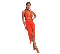Trendyol Damen Frauen Bodycon Regular Fit Woven Kleid Maxi-Strickkleid, figurbetont, eng anliegend, rot, X-Small