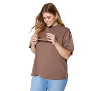 TRENDYOL Damen Frauen Oversize Basic Rundhals Strick Plus Size T-Shirt, Braun, 3XL Größen
