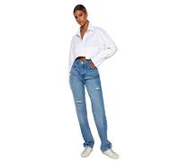 Trendyol Damen Gerade Hohe Taille Jeans, Blau, 42 EU