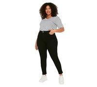 TRENDYOL Damen Gerade Hohe Taille Plus-Size-Jeans Jeans, Schwarz, 42 Große Größen EU