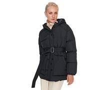 Trendyol Damen Gerade Lange Ärmel Plus Size Mäntel Coat, Schwarz, XL Große Größen EU