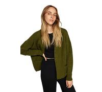 TRENDYOL Damen Gerade Lange Ärmel Plus Size Strickjacke Cardigan Sweater, Khaki, S Große Größen EU