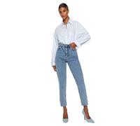 Trendyol Damen Gerade Mama Hohe Taille Jeans