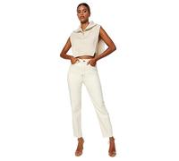Trendyol Damen Gerade Mama Hohe Taille Jeans, Ekru, 42 EU