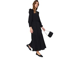Trendyol Damen Gerade Maxi Lange Ärmel Lässig/Lässig Regulär Hijab-Kleid