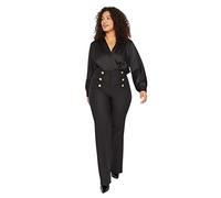 TRENDYOL Damen Gerade Regulär Hohe Taille Hosen in Plus Size Pants, Schwarz, 48 Größen
