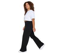 TRENDYOL Damen Gerade Regulär Hohe Taille Hosen in Plus Size Pants, Schwarz, 5XL Größen