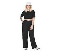 TRENDYOL Damen Gerade Weites Bein Hohe Taille Hosen In Plus Size Pants, Schwarz, 42 Große Größen EU