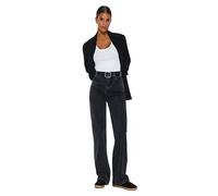 TRENDYOL Damen Gerade Weites Bein Hohe Taille Jeans, Anthrazit, 40 EU