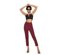 TRENDYOL Damen Gerade Zigaretten Hohe Taille Hose Pants, Dark Burgundy, 38
