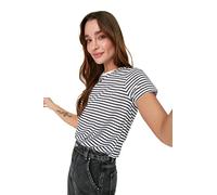 Trendyol Damen Gestreiftes Basic Gestricktes T-shirt T Shirt, Schwarz, S EU