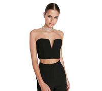 Trendyol Damen Glam Fitted Basic Sweetheart Woven Bustier, Schwarz, 62