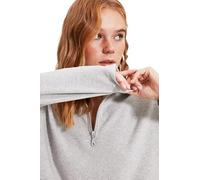 TRENDYOL Damen Grauer Steile Kragen Reißverschluss Gestricktes Sweatshirt Sweatshirt (1er Pack)