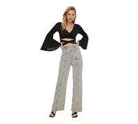 Trendyol Damen Gray Stitch Detailed High Waist 90's Wide Leg Jeans, Gray, 36 EU