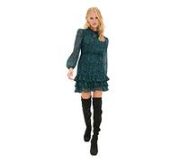 TRENDYOL Damen Grün-gemustertes Volumenkleid Business Casual Dress Skater, Grün, 36
