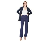 TRENDYOL Damen Herren Basic Hoher Bund Straight Hose Pants, Navy Blue, 42 EU