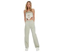 Trendyol Damen Herren Hoher Bund Weites Bein Der 90er Jeans, Stone, 42 EU