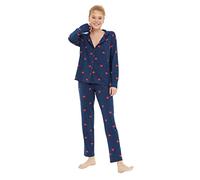 TRENDYOL Damen Herz Webstoff Pyjama Set, Navy Blue, S EU