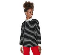 TRENDYOL Damen High Neck Striped Regular Sweatshirt, Schwarz, S EU