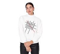 TRENDYOL Damen High Neck with Slogan Regular Sweatshirt, Ecru, XS