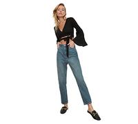 Trendyol Damen Hohe Taille Mom Jeans, Blau, 34 EU