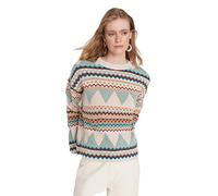 TRENDYOL Damen Jacquard-pullover Mit Rundhalsausschnitt, Regulärer Schnitt Sweatshirt, Minze, S EU