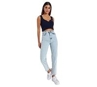 Trendyol Damen Jeans mit hoher Taille, weites Bein Hose, hellblau, 42