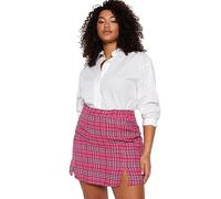TRENDYOL Damen Kariert/Karo Mini Stift Faltenrock Rock in Übergröße