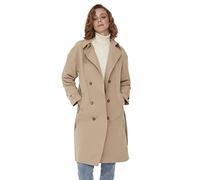 TRENDYOL Damen Khaki Domed Button Closure, Water-repellent Long Trench Coat, Beige, 40 EU