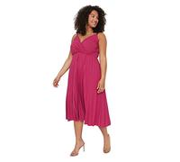 Trendyol Damen line Relaxed Fit Knit Plus Size Dress Kleid, Midi, A-Linie, lockere Passform, Strickkleid, Übergröße, Fuchsia, 3XL Größen
