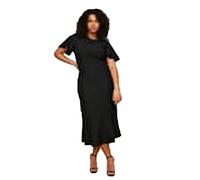 TRENDYOL Damen Midi Bodycon Regular Plus Size Dress, Schwarz, 48 Gro e Gr en EU