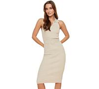 Trendyol Damen Midi-Kleid, figurbetont, schmale Passform, beige, Small