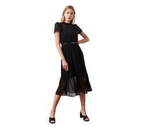 Trendyol Damen Midi-Kleid mit Rüschensaum, reguläres gewebtes Kleid, Schwarz, 66