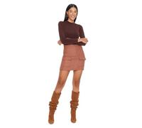 Trendyol Damen Mini Bodycone A-Linie Webstoff Rock, Camelfarben, 36