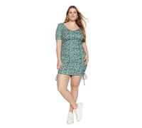 Trendyol Damen Mini, figurbetont, schmal gestrickt, Übergröße Kleid, grün, 4XL Größen