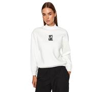TRENDYOL Damen mit Hohem Ausschnitt und Slogan Sweatshirt, Weiß, XS EU