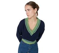 TRENDYOL Damen Navy Blue Crop Knitwear Sweatshirt Sweater, Marineblau, L EU