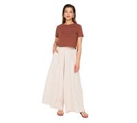 TRENDYOL Damen Normal Waist Relaxed Plus Size Pants Hose, Beige, 40 Große Größen EU