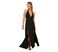 TRENDYOL Damen Perlen Detailliertes Gestricktes Strandkleid Dress, Schwarz, XL EU