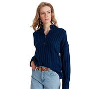 TRENDYOL Damen Plain Collar, Regular Sweater Sweatshirt, Navy Blue, S EU