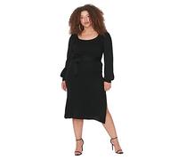 TRENDYOL Damen Plus Size Bodycon Midi Dress Kleid, Schwarz, 38 EU