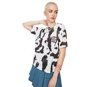 TRENDYOL Damen Print Detailed Knitting T-shirt Hemd, Weiß, XS EU