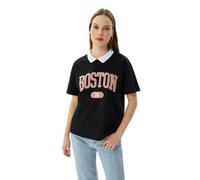 Trendyol Damen Printed Semi-Fitted Knitting T-Shirt Hemd, Black, M