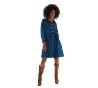 Trendyol Damen Regular A-Linie Reverskragen Denim Kleid, blau, 38