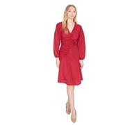 Trendyol Damen Regular A-Linie zweireihig Webstoff Kleid, Rot, 40