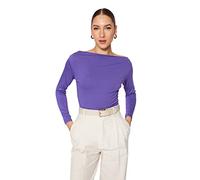 Trendyol Damen Regular Bodycon U-Boot Gestrickt Bluse, Zwetschge, L