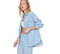 Trendyol Damen Regular Standard Hemdblusenkragen Denim Hemd, Blau, XS