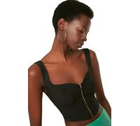 Trendyol Damen Regular Standard Sweetheart Gewebte Bluse Hemd, Schwarz, 38