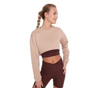 Trendyol Damen Rundhalsausschnitt, einfarbig Sweatshirt, beige, 38